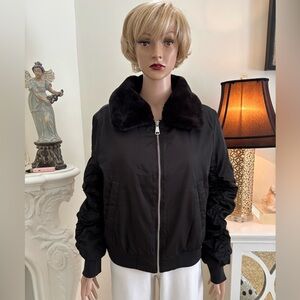 Ci Sono Black Padded Jacket with Faux-Fur Collar